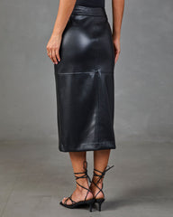 Chic Agenda Faux Leather Midi Skirt