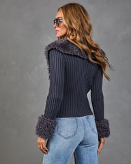 Secret Affair Knit Faux Fur Trim Cardigan