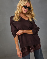 Desert Willow Knit Satin Lace Hem Sweater