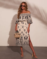 Solstice Spirit Paisley Off The Shoulder Midi Dress