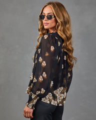 Touch Of Fall Floral Neck Tie Top