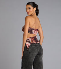 Floral Cutie Mesh Asymmetrical Top