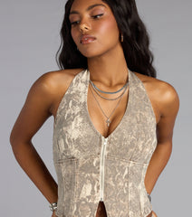 Fierce And Flirty Snake Print Halter Top