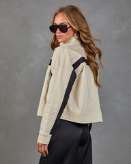 Neva Muse Contrast Trim Canvas Moto Jacket