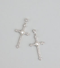 Chic Factor Rhinestone Cross Earrings