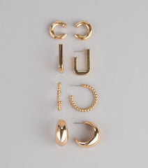 Mix It Up Three-Pack Earrings Set With Cuffs