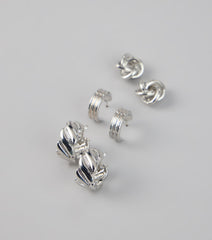 Three Times the Shine Hoop Earring Set