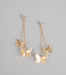 Soft Shine Butterfly Linear Earrings