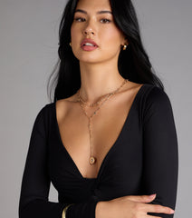 Polished Glow Layered Lariat Pendant Necklace