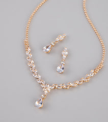 Shine Check Rhinestone Necklace And Earrings Set