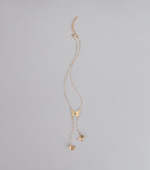 Soft Statement Butterfly Lariat Necklace