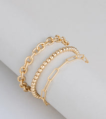 Stacked Intentions Chain And Bead Bracelet Set