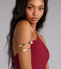 Luxe Aura Faux Pearl Arm Cuff