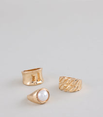 Golden Glow Statement Ring Set