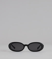 No Paparazzi Please Oval Rhinestone Sunglasses