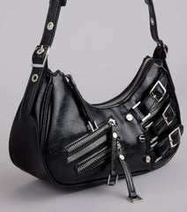 Handle With Attitude Buckle Shoulder Bag