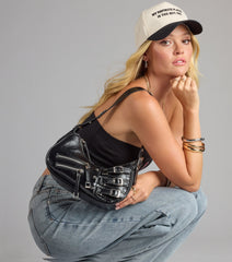 Handle With Attitude Buckle Shoulder Bag