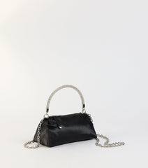 Petite Luxe Rhinestone Handle Satin Bag