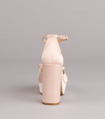 Sweet Statement Satin Bow Block Heels