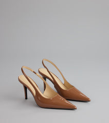 Sharp Finish Patent Slingback Pumps