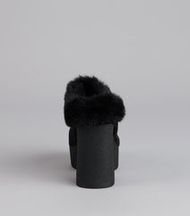 Fuzzy Feel Chunky Clog Mules