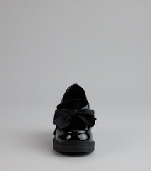 Gloss And Bow Block Heel Loafers