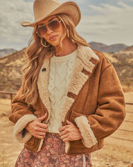 Bennett Reversible Sherpa Faux Suede Funnel Neck Jacket