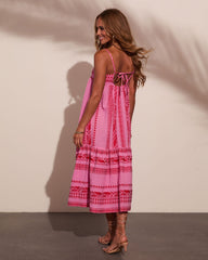 Artisan Breeze Cotton Aztec Embroidered Midi Dress