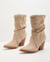Jaylein Faux Suede Contrast Trim Scrunch Boots