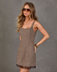 Norah Plaid Lace Trim Mini Dress