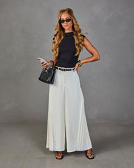 Everyday Elegance Pleated Hem Wide Leg Pants