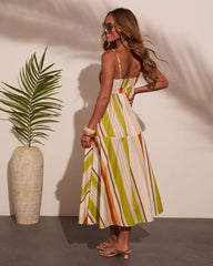 Ocean Stroll Cotton Striped Midi Dress