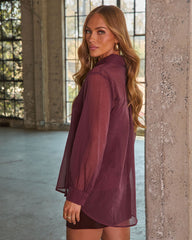 Refined Edge Chiffon Button Down Top
