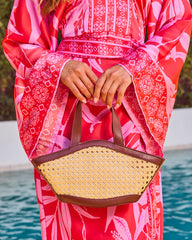 Dayvin Woven Vegan Leather Trim Shoulder Bag