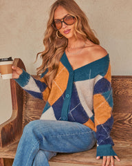 Falling Whispers Knit Argyle Cardigan