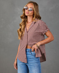 Josette Cotton Gingham Short Sleeve Top