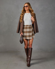 Oak Street Plaid Wrap Mini Skirt