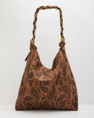 Sylena Faux Suede Paisley Print Shoulder Bag