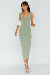 North Shore Blanket Stitch Knit Maxi Dress Sage