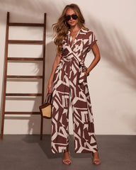 Endless Coast Geometric Waist Tie Jumpsuit