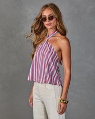 Cherished Cheers Striped Halter Neck Top