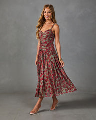 Orchard Lane Floral Mesh Midi Dress