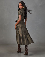 Monae Tiered Faux Suede Midi Dress