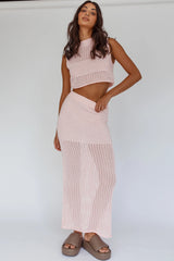 Bayside Crochet Maxi Skirt Pink