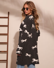 Riding Club Horse Motif Open Front Cardigan
