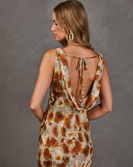 Harvest Romance Floral Cowl Neck Maxi Dress