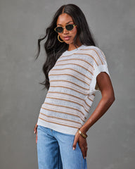 Victoria Striped Open Knit Sweater