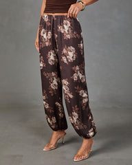 Warm Whimsy Floral Satin Balloon Pants