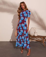 Petal Poetry Floral Mesh Midi Dress