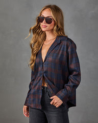 Crisp Charm Plaid Button Down Top